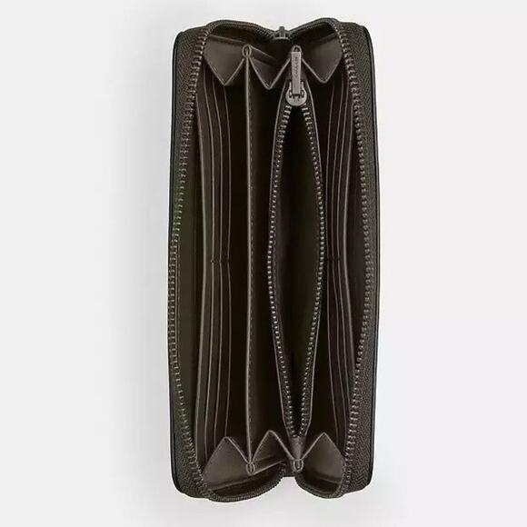 NWT Coach Long Zip Around Phone Wallet Refined Calf Leather CR623 Uniform Green - Picture 7 of 8